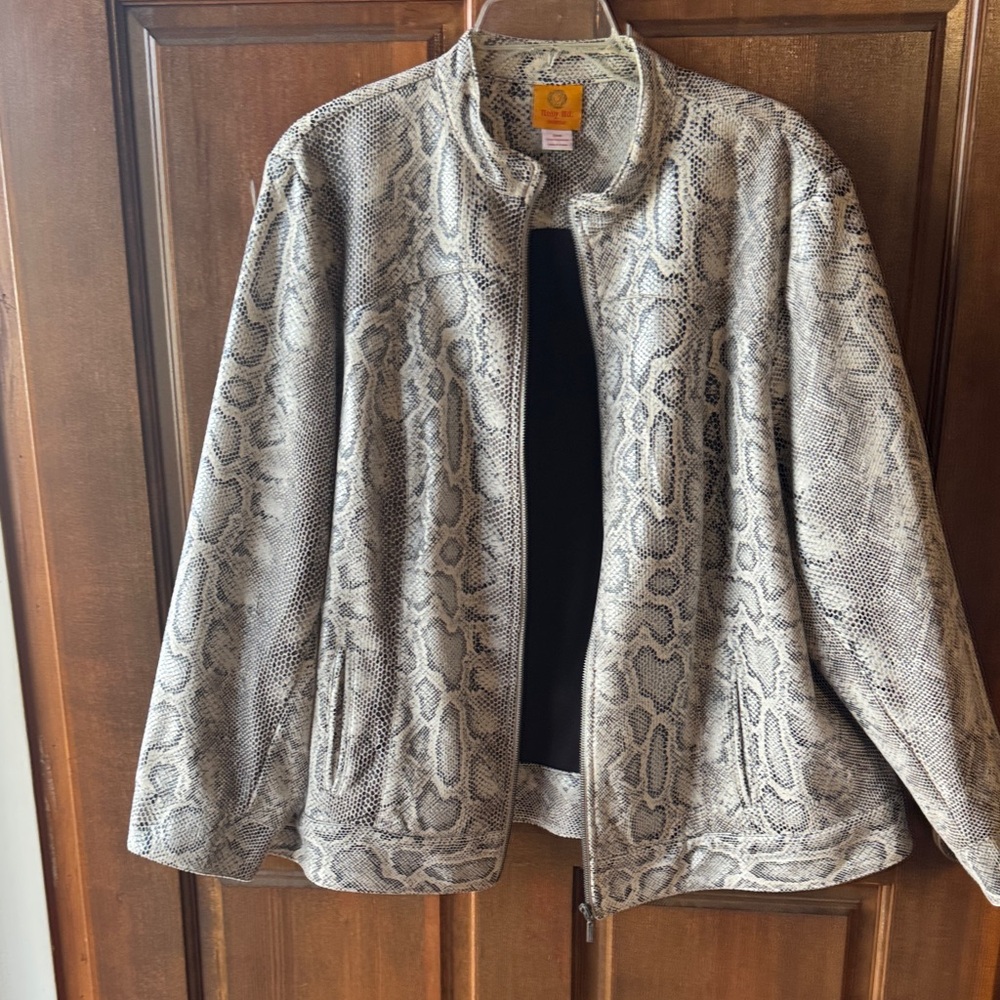 Ruby Rd. Gray Snakeskin Bomber Jacket - image 1